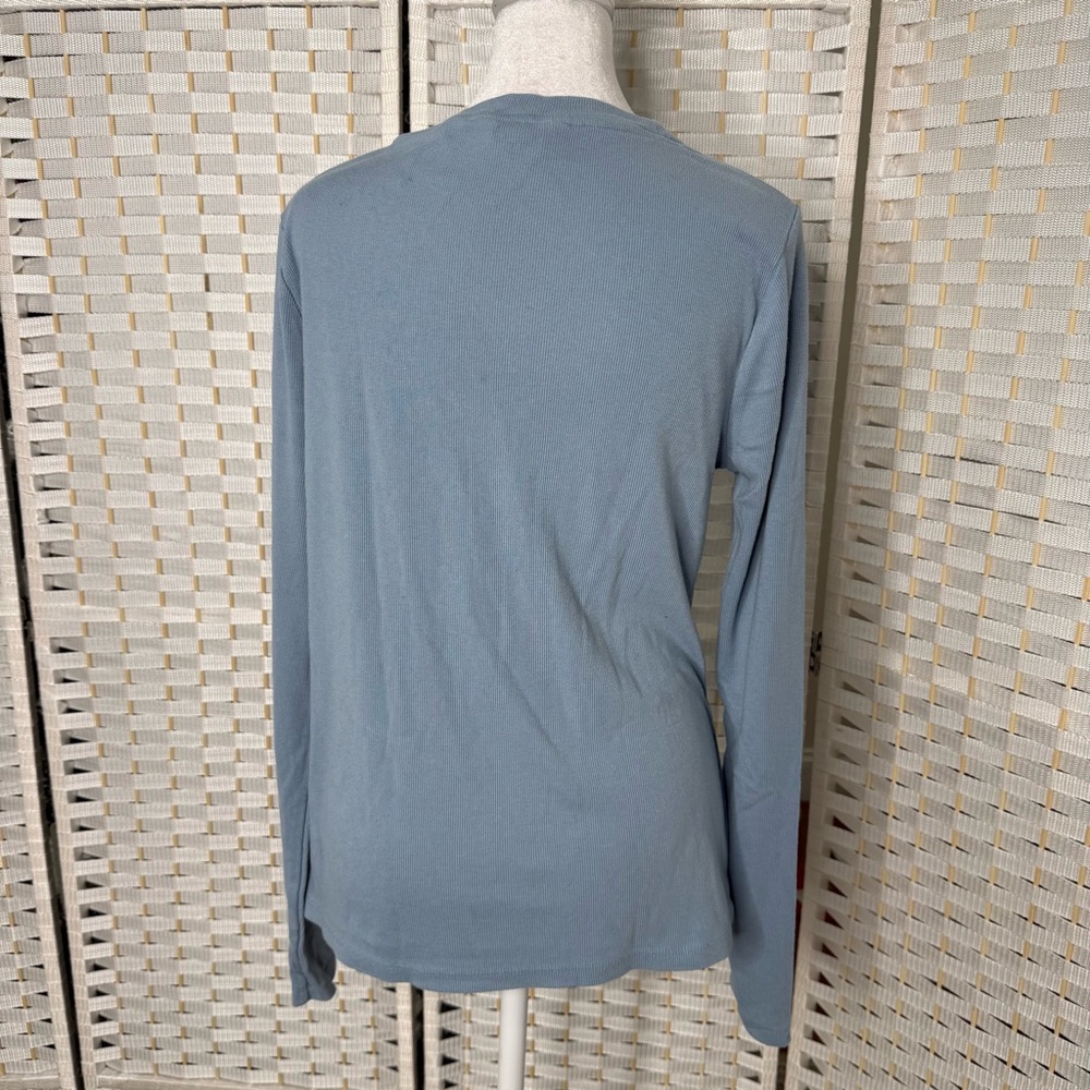 Lands' End Drapey Rib Skimming Long Sleeve Henley T-Shirt - Picture 3 of 7